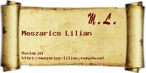 Meszarics Lilian névjegykártya